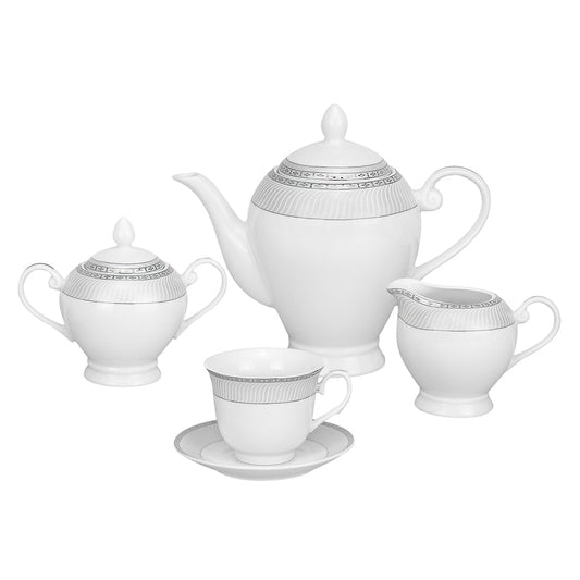 Service de table Lorren Home Trends en porcelaine avec accents argentés, 57 pièces