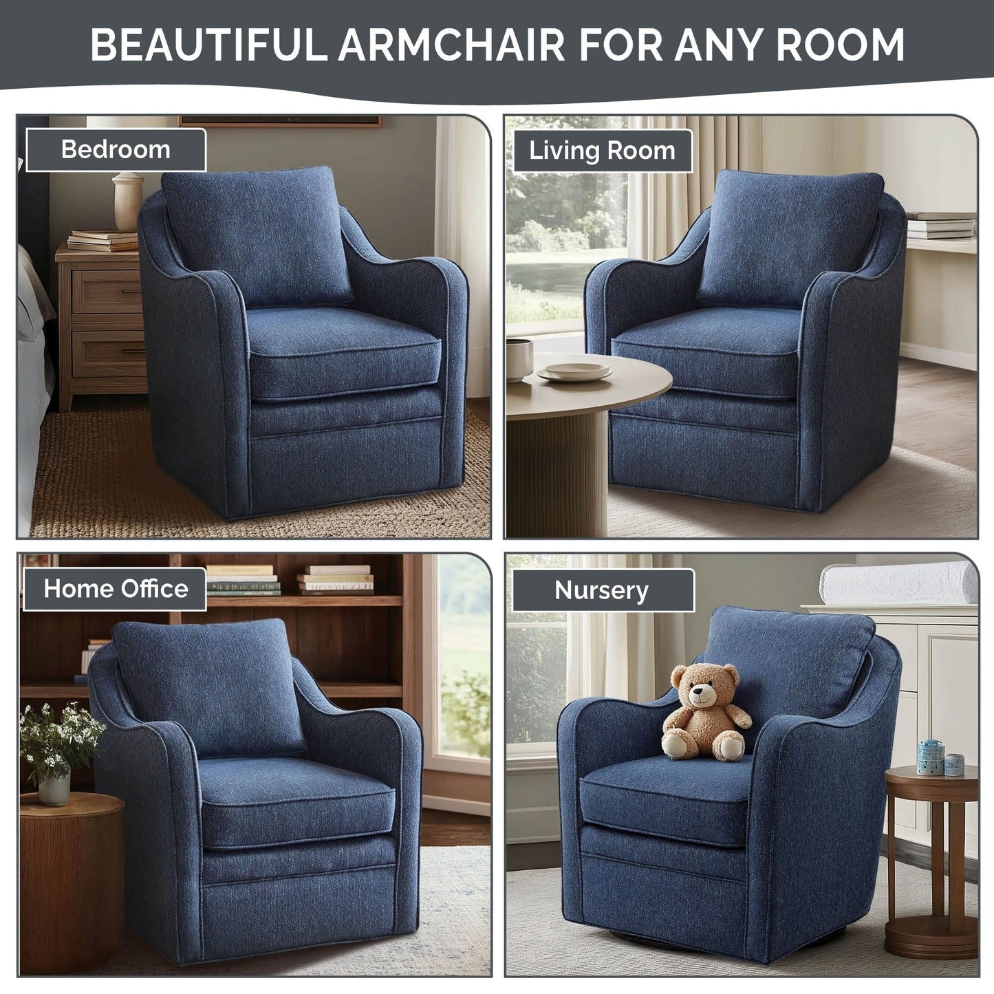 Fauteuil pivotant incurvé rembourré Madison Park Betty