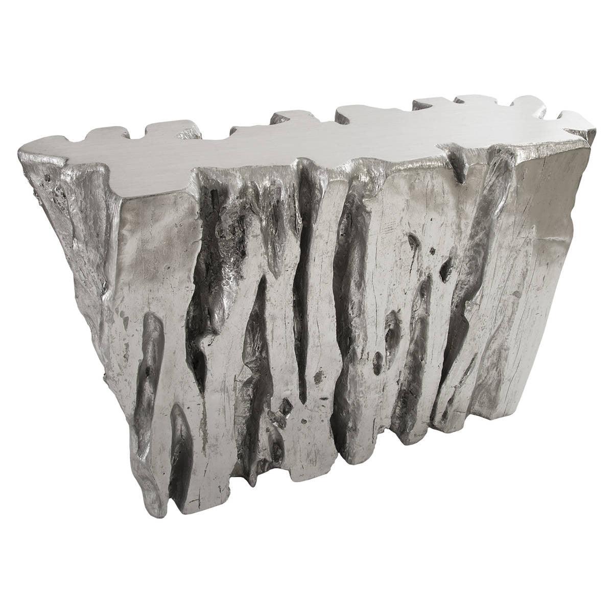 Table console Freeform en feuille d'argent