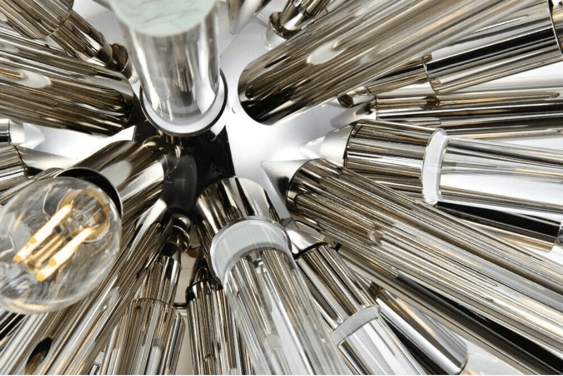 Lustre Maxwell 38 à 14 lumières en nickel poli et cristal transparent taille royale