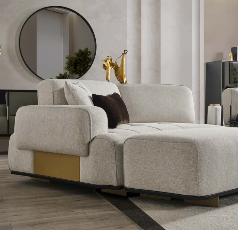 Canapé Icon en tissu beige 6 pièces