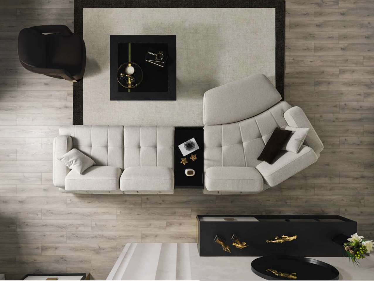 Canapé Icon en tissu beige 6 pièces