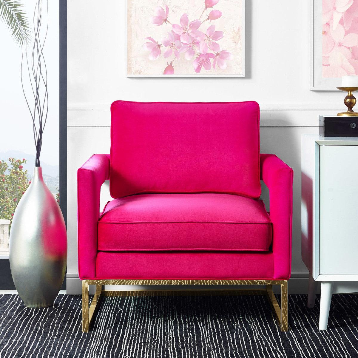 Chaise en velours rose Annabelle