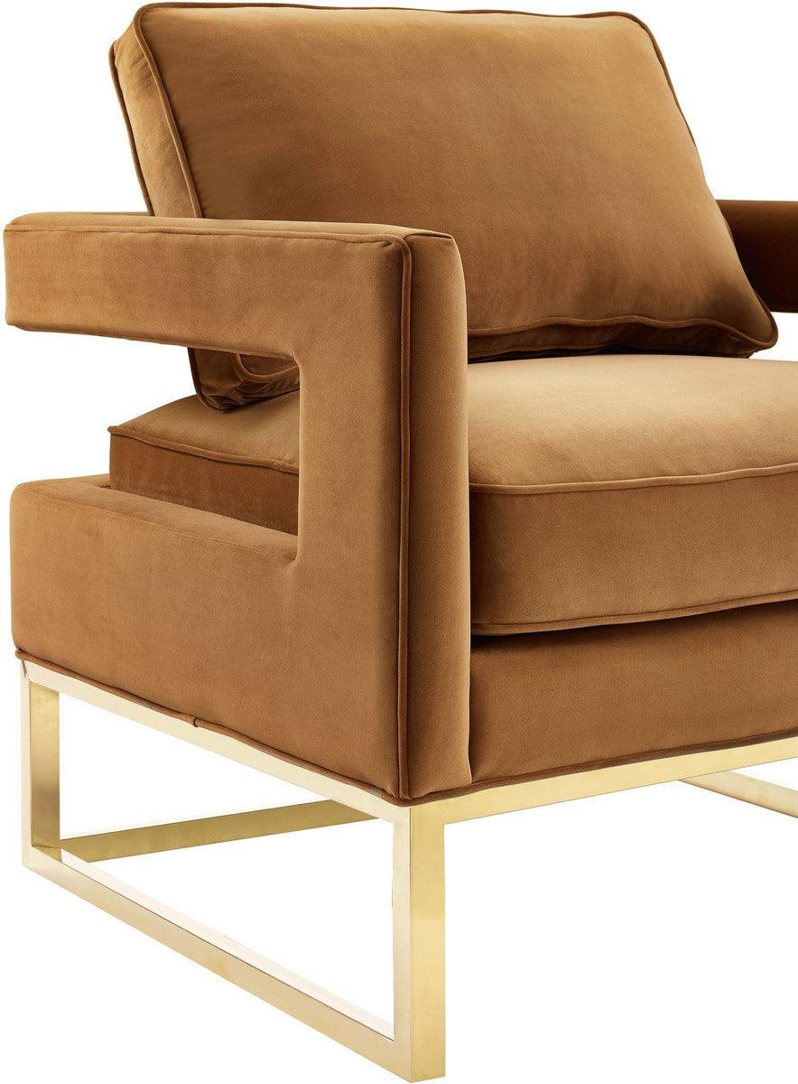 Chaise Annabelle en velours cognac