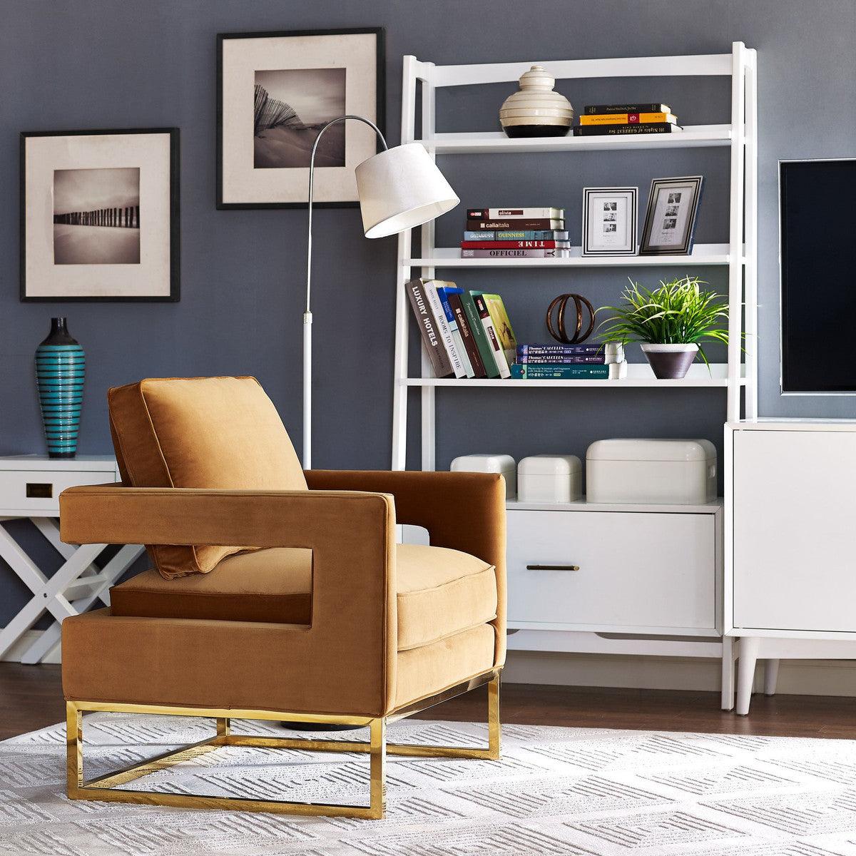 Chaise Annabelle en velours cognac