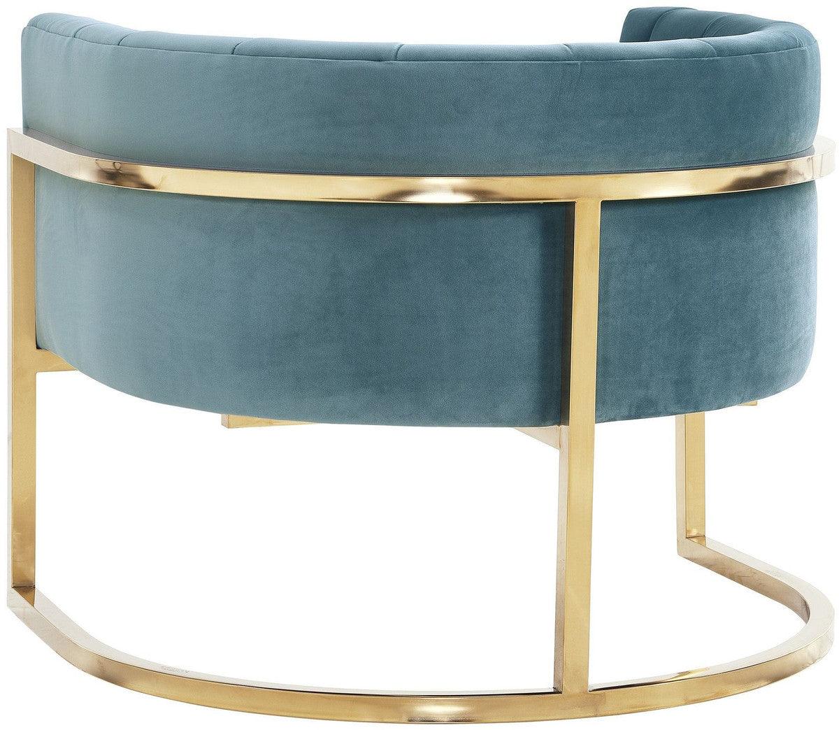 Chaise Magna Sea Blue avec base dorée