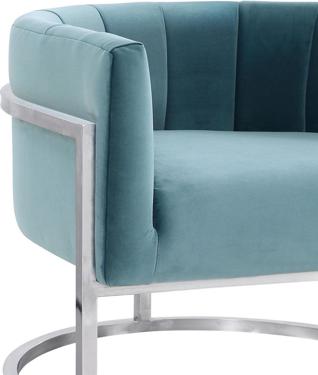 Chaise Magna Sea Blue avec base argentée