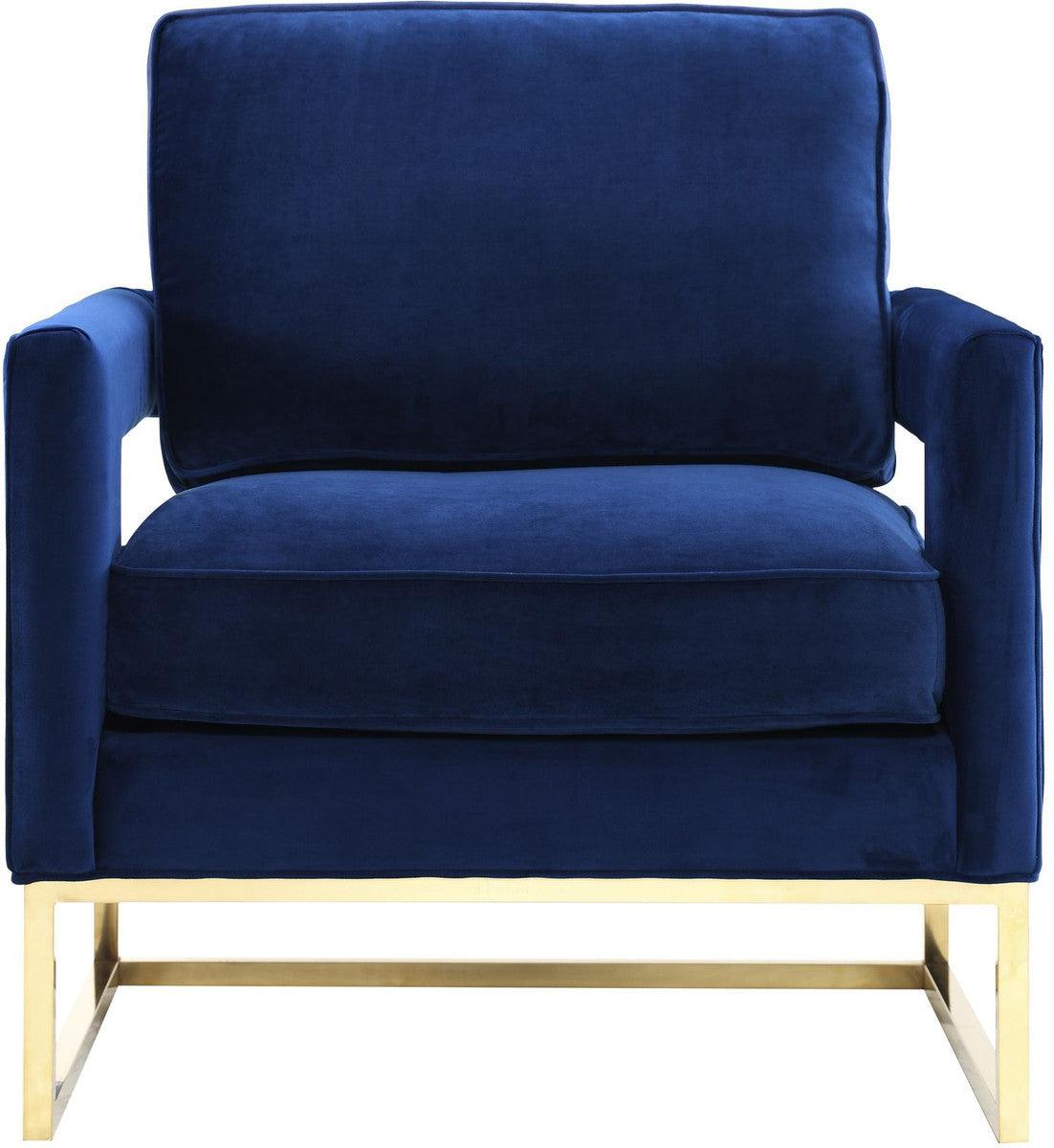 Chaise Annabelle en velours bleu marine