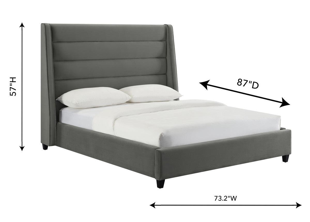 Lit en velours gris Kaui