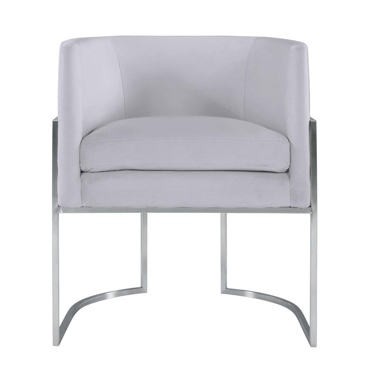 Chaise de salle à manger en velours gris Geraldine
