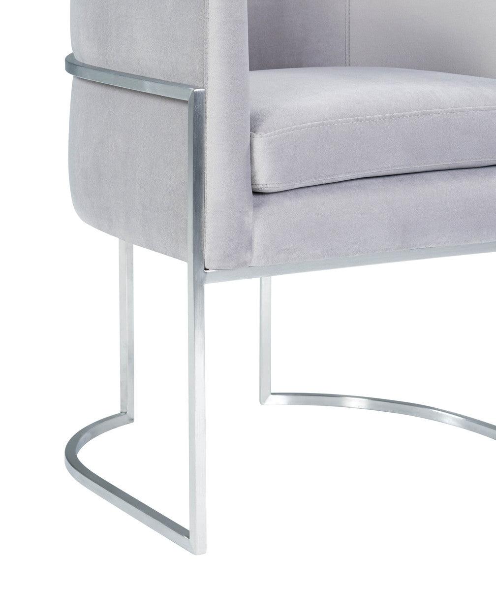 Chaise de salle à manger en velours gris Geraldine