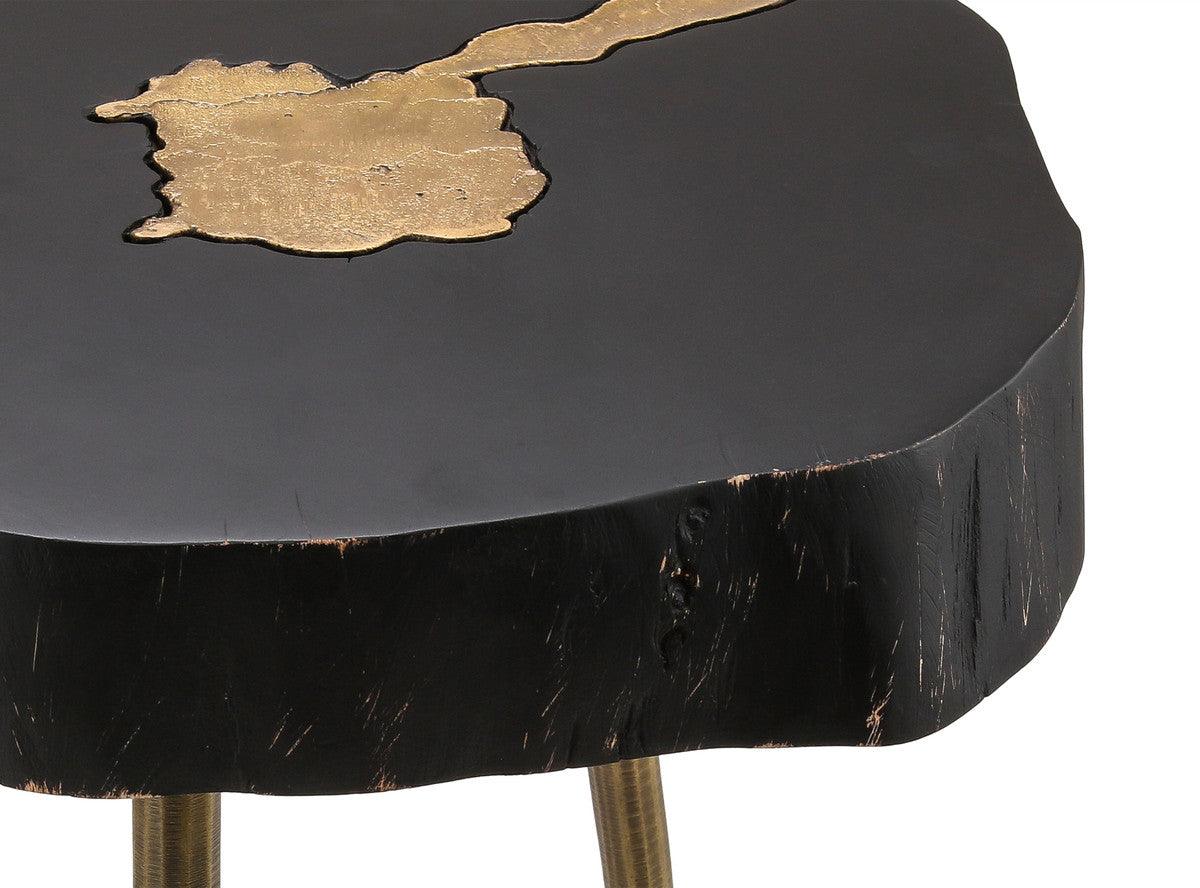 Table d'appoint noire et laiton