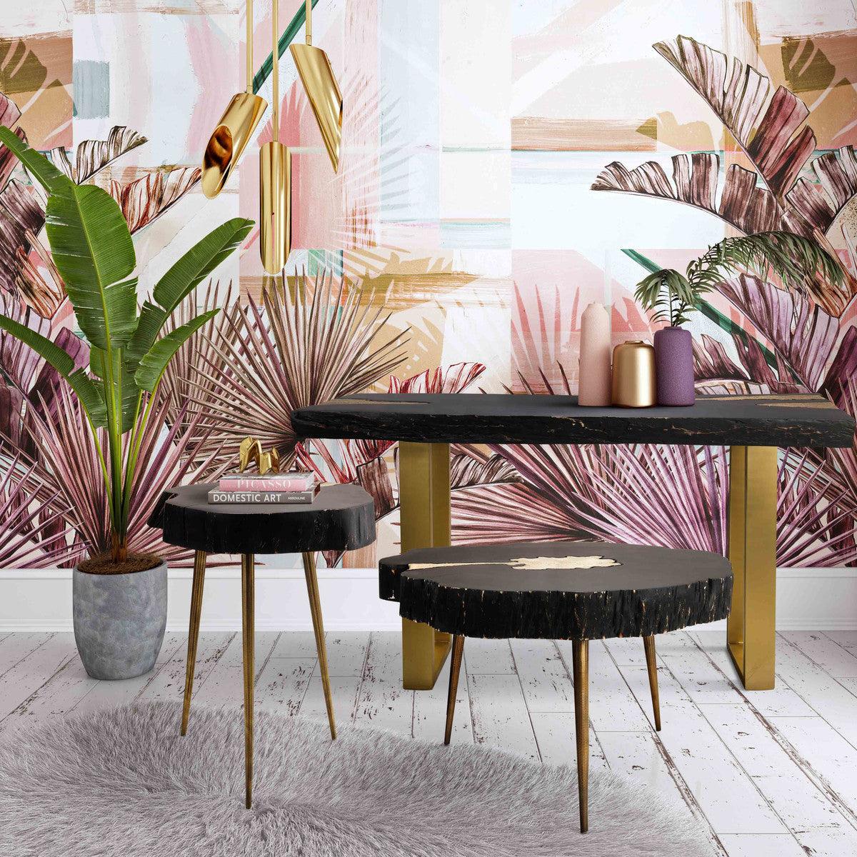 Table d'appoint noire et laiton