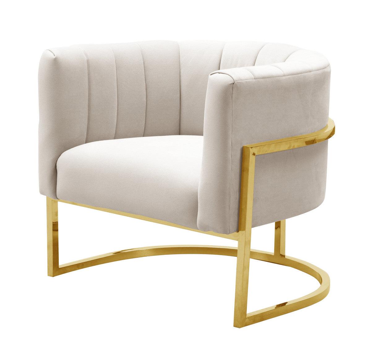 Chaise Magna crème à pois avec base dorée