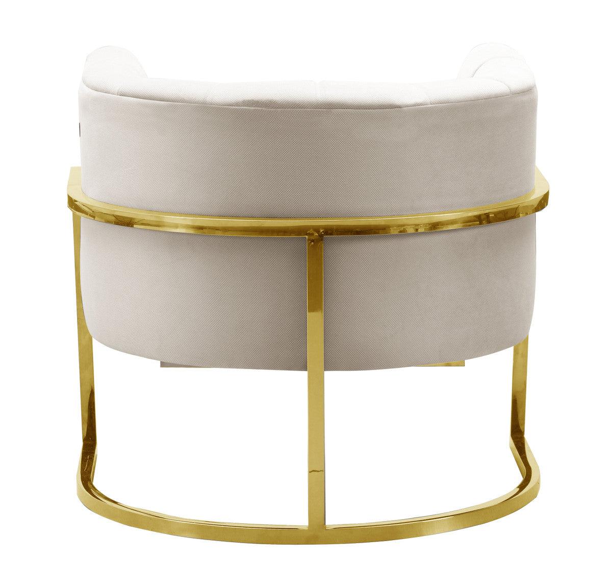 Chaise Magna crème à pois avec base dorée