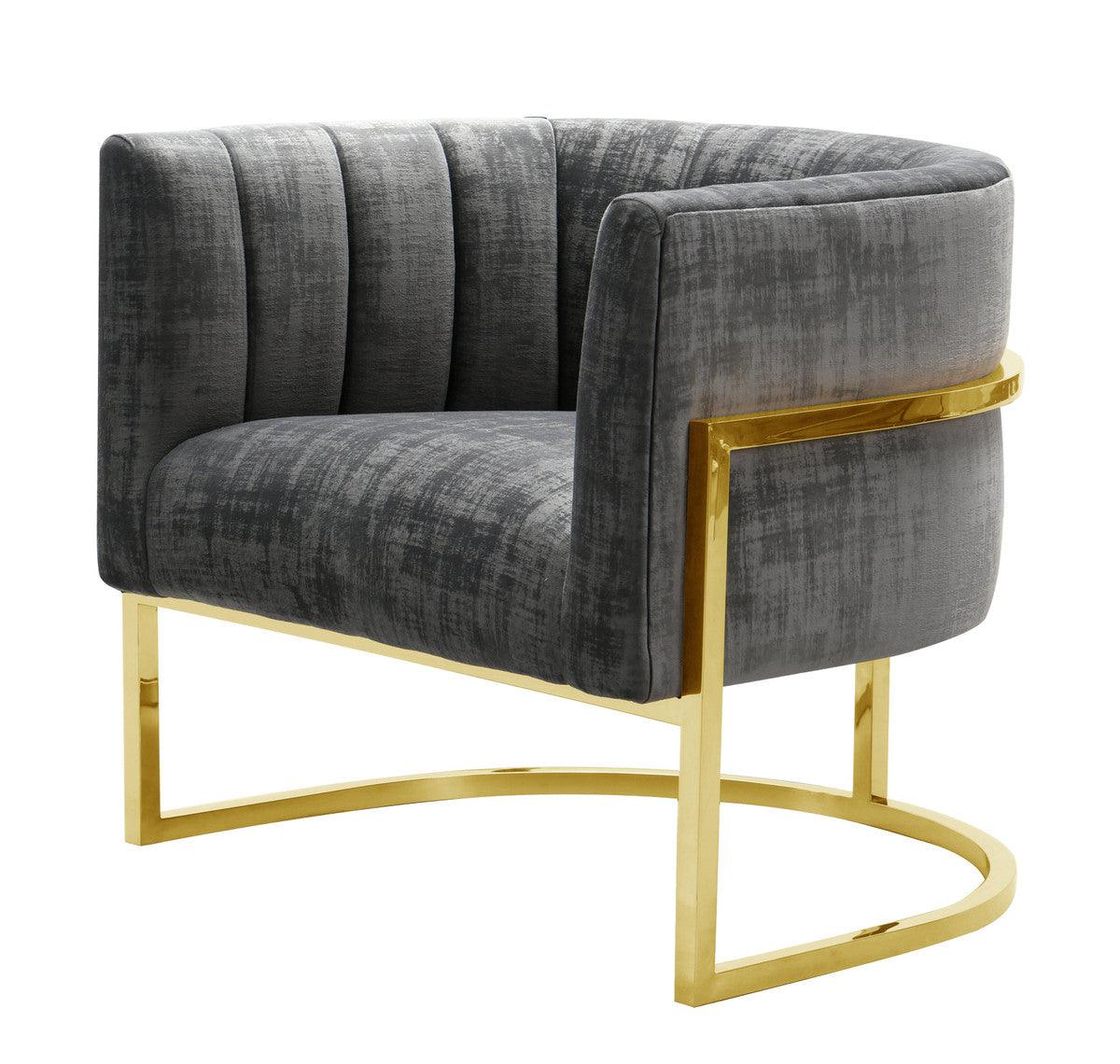Chaise Magna Grey avec base dorée