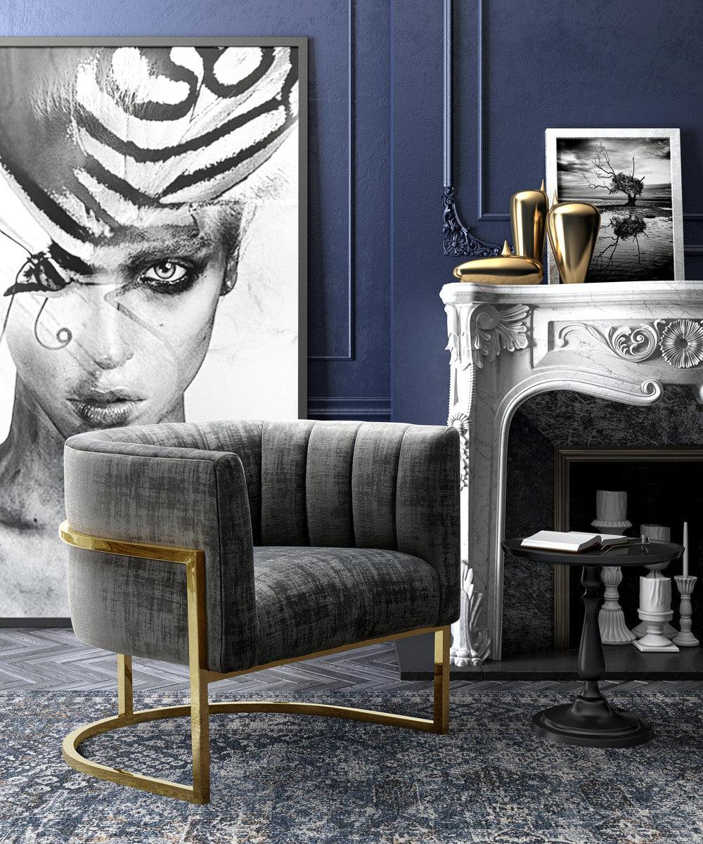 Chaise Magna Grey avec base dorée