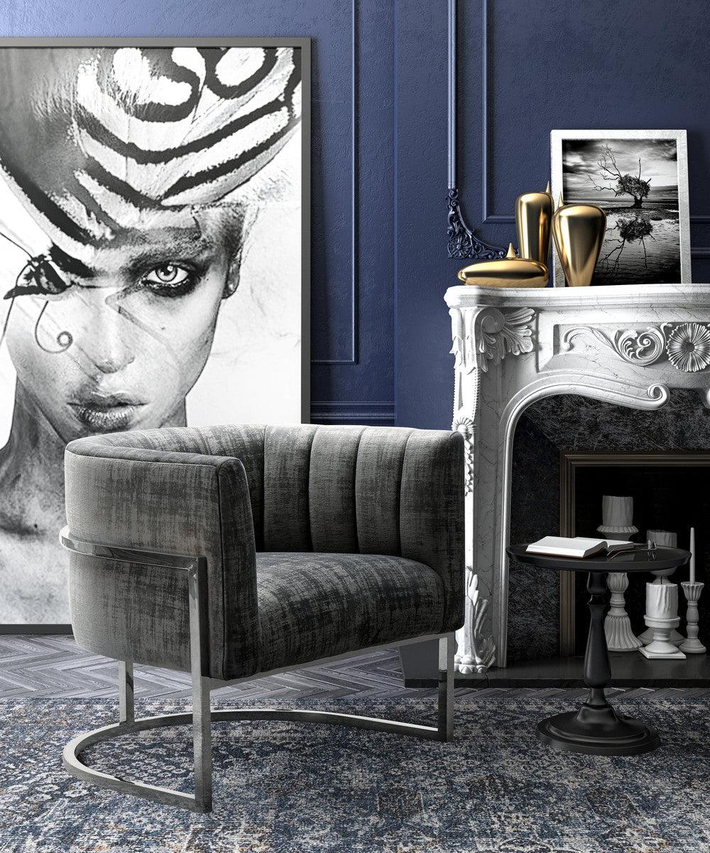 Chaise Magna Grey avec base argentée