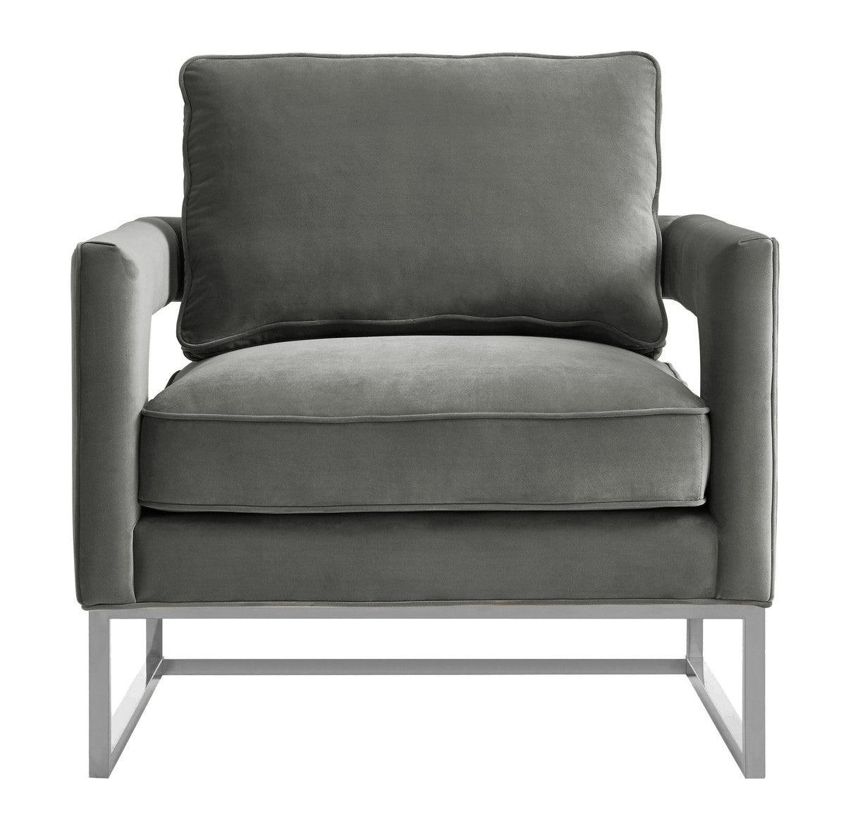 Chaise en velours gris Annabelle
