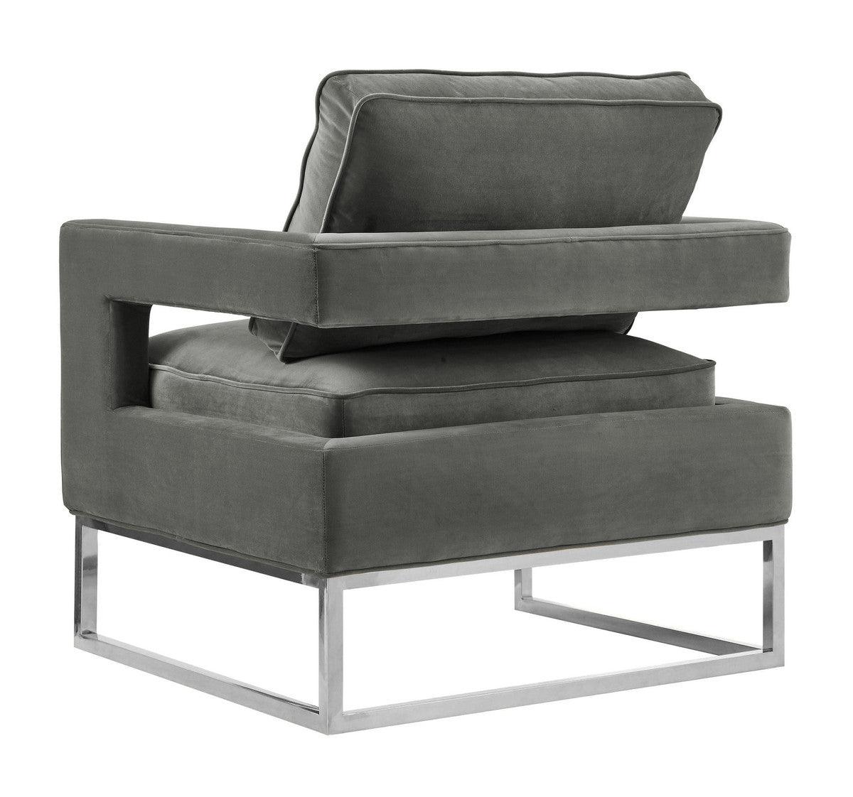Chaise en velours gris Annabelle