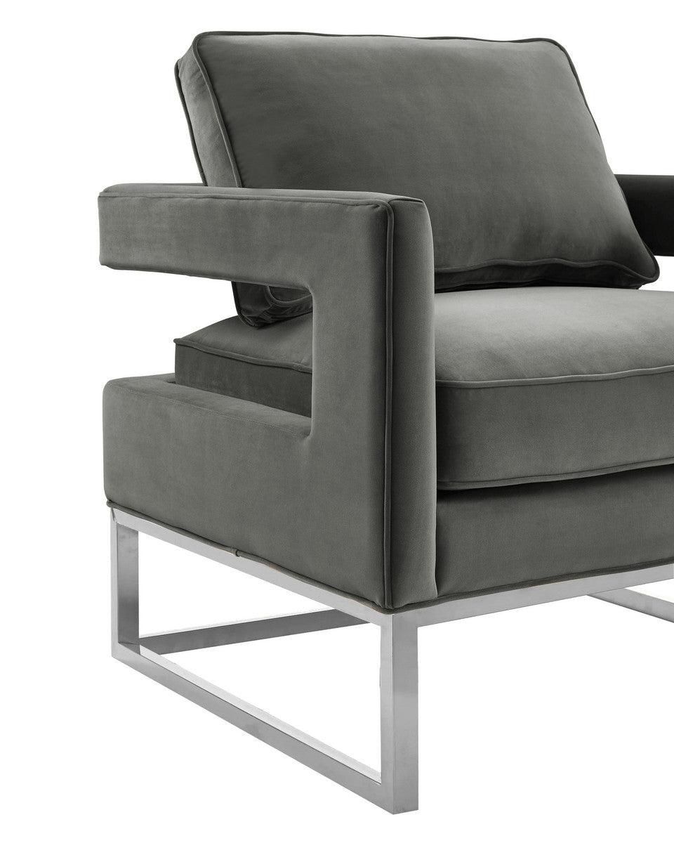 Chaise en velours gris Annabelle