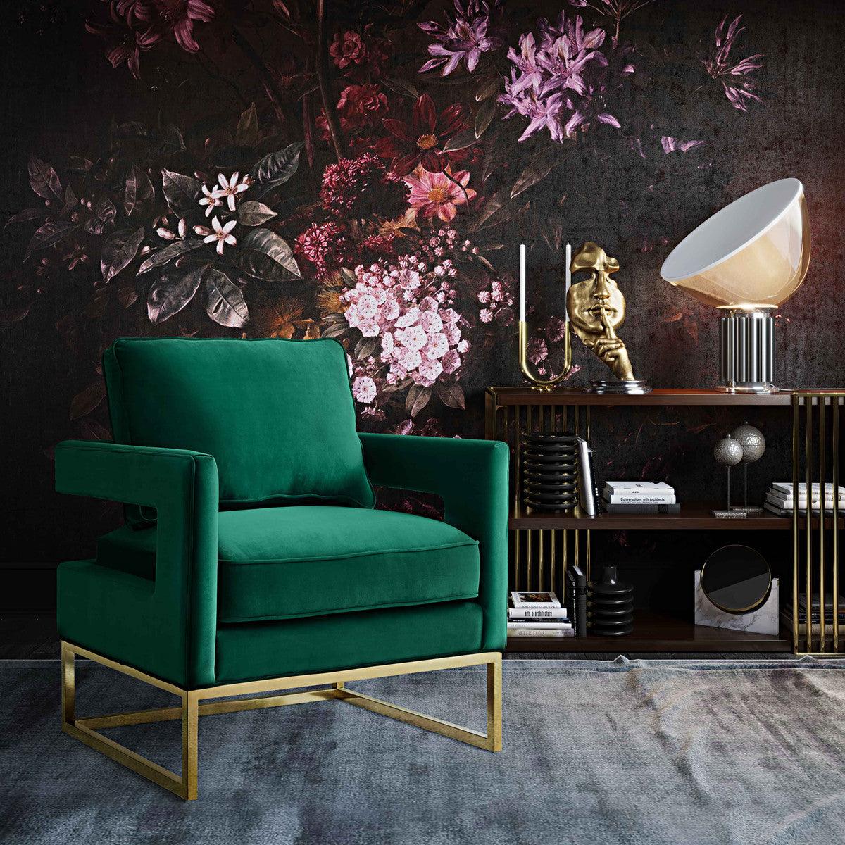 Chaise en velours vert Annabelle