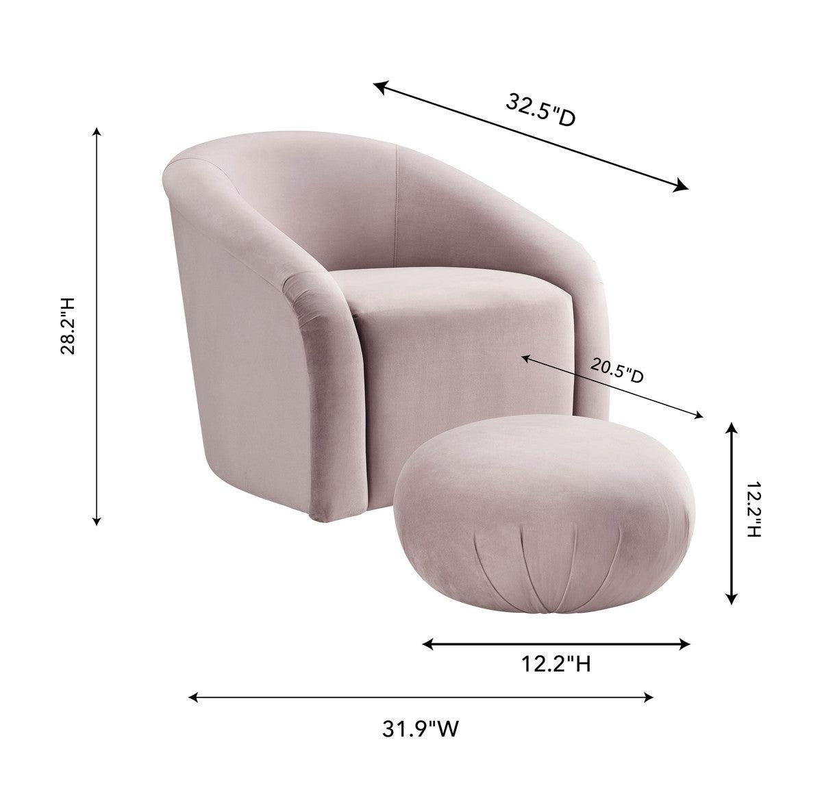 Ensemble chaise et pouf en velours mauve Bosh