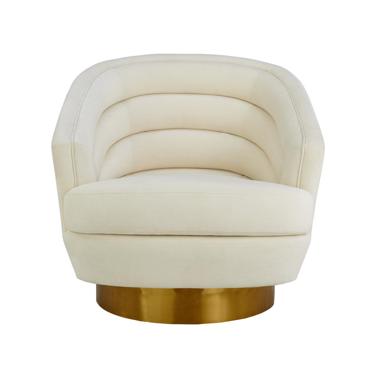 Chaise pivotante en velours crème Canova
