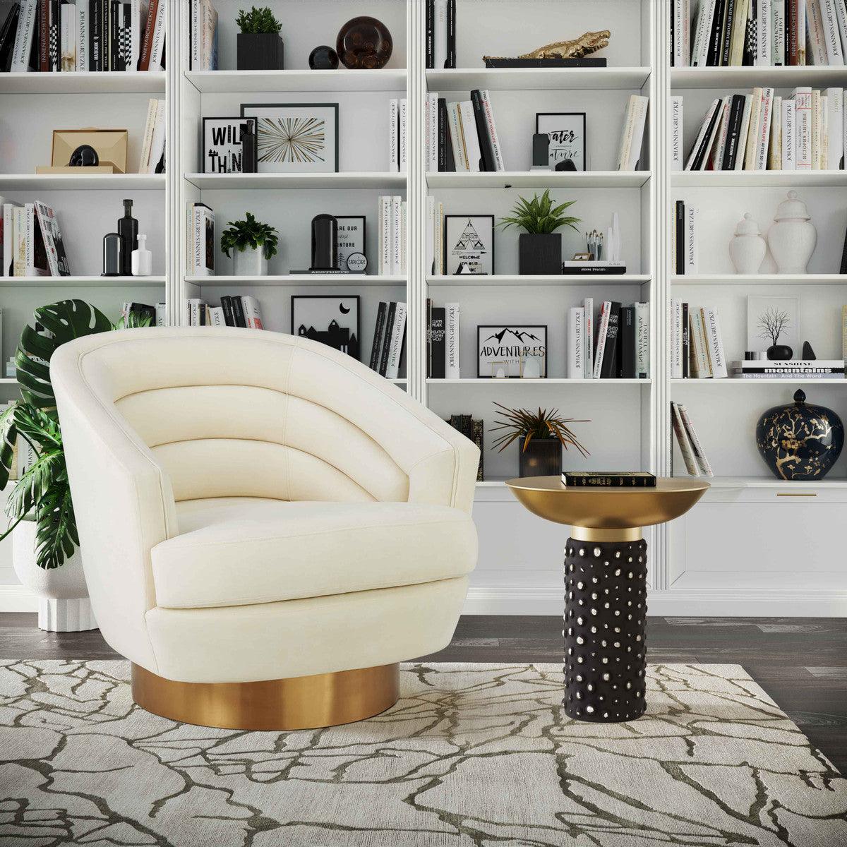 Chaise pivotante en velours crème Canova