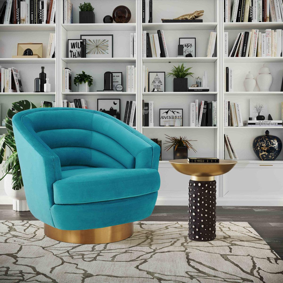Chaise pivotante en velours bleu Canova