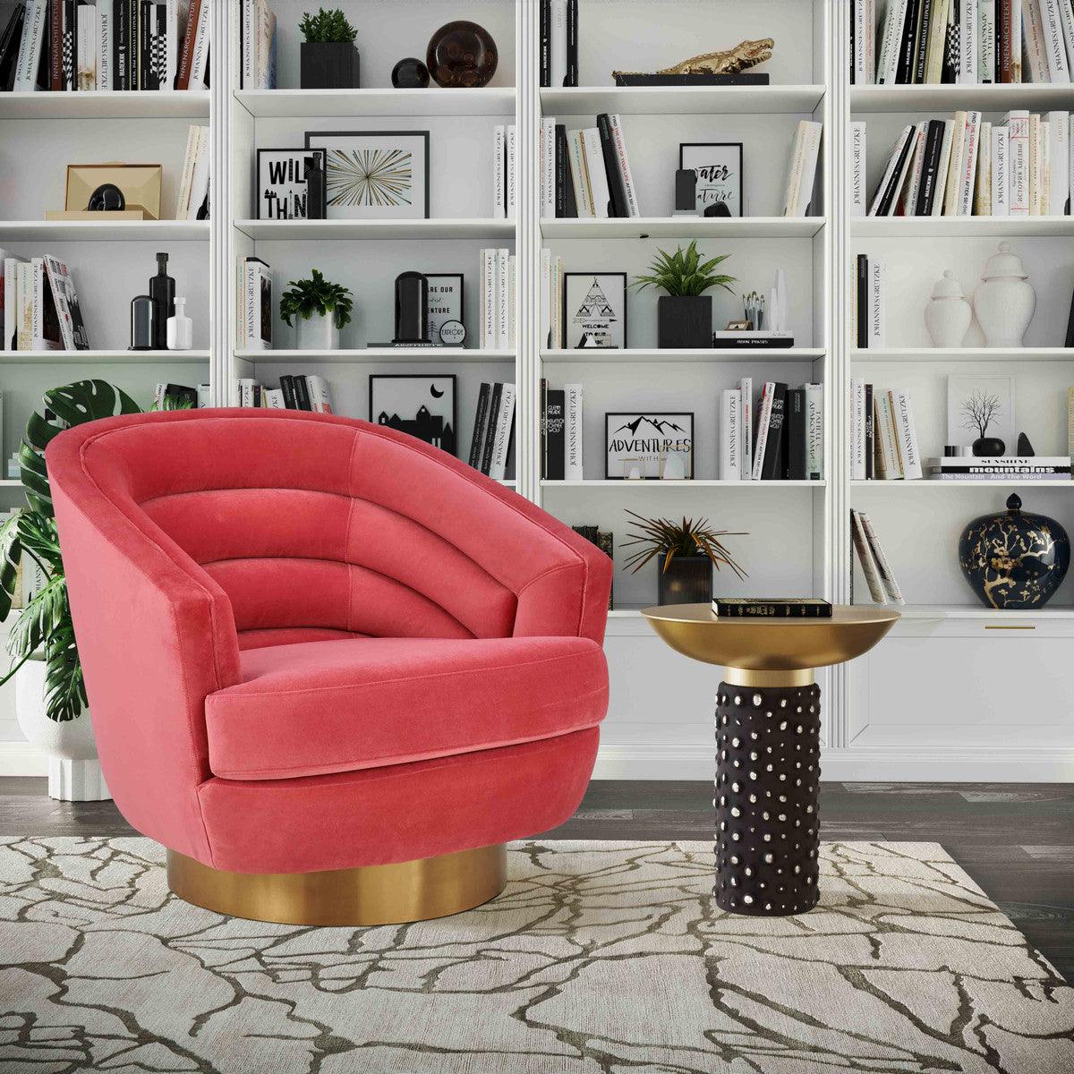 Chaise pivotante en velours rose vif Canova