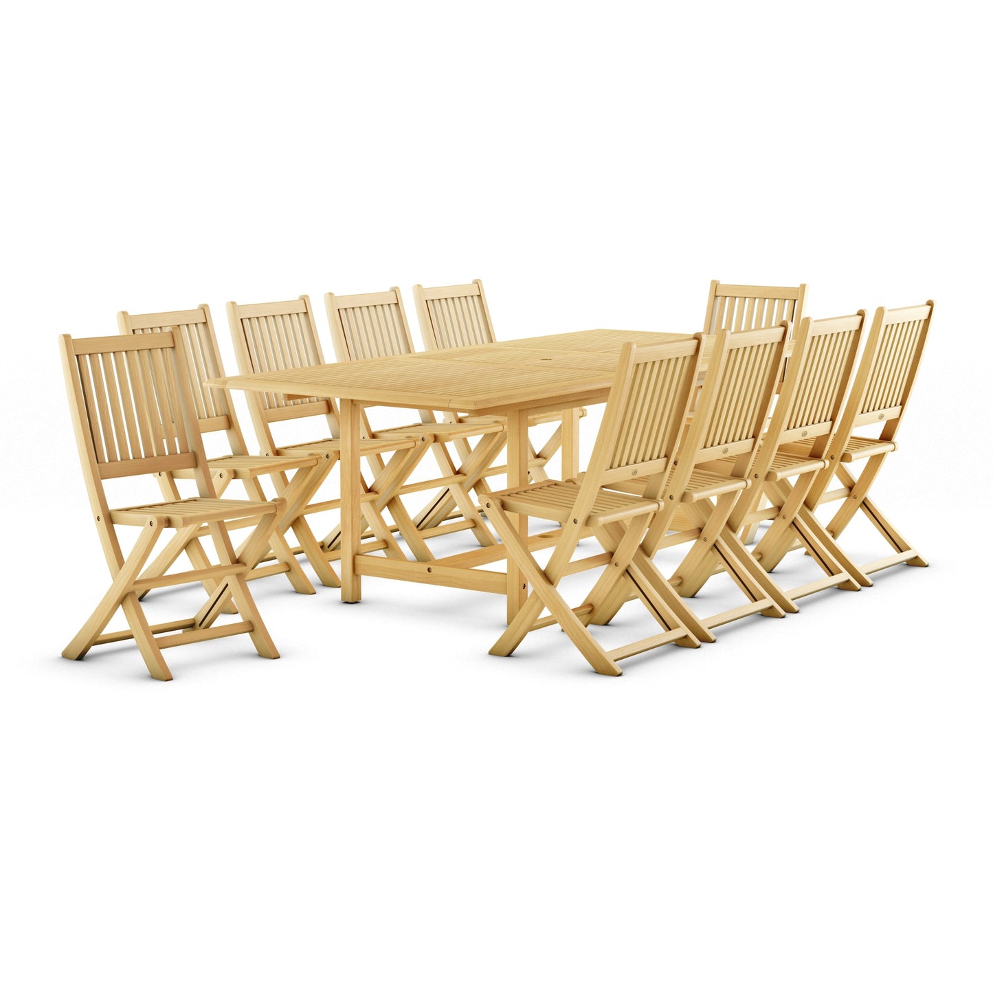 Ensemble de salle à manger d'extérieur Amazonia 11 pièces en teck certifié FSC - 10 places - 11 pièces
