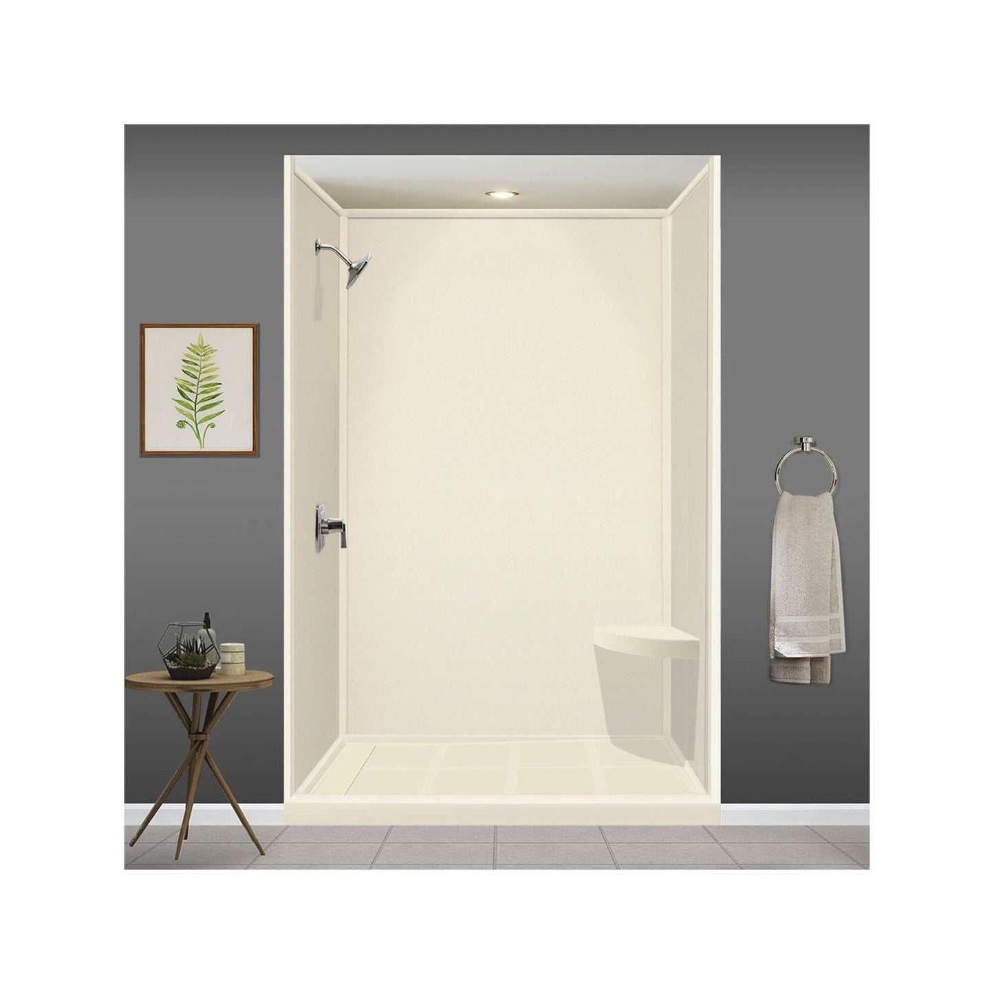 Siège de douche d'angle mural en surface solide Transolid Studio 14 po x 14 po - 14,5 x 14,25 x 3