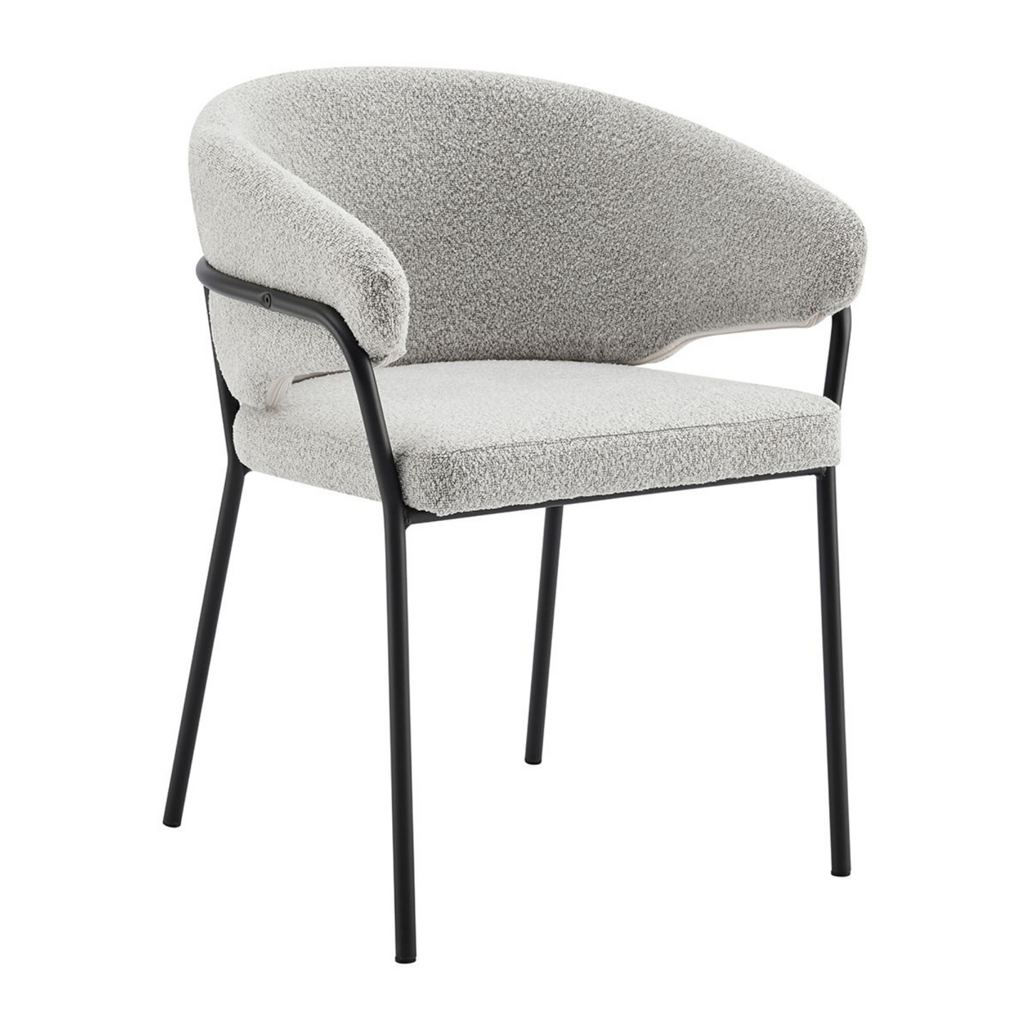 Chaise de salle à manger Capri gris clair bouclée avec cadre noir élégant