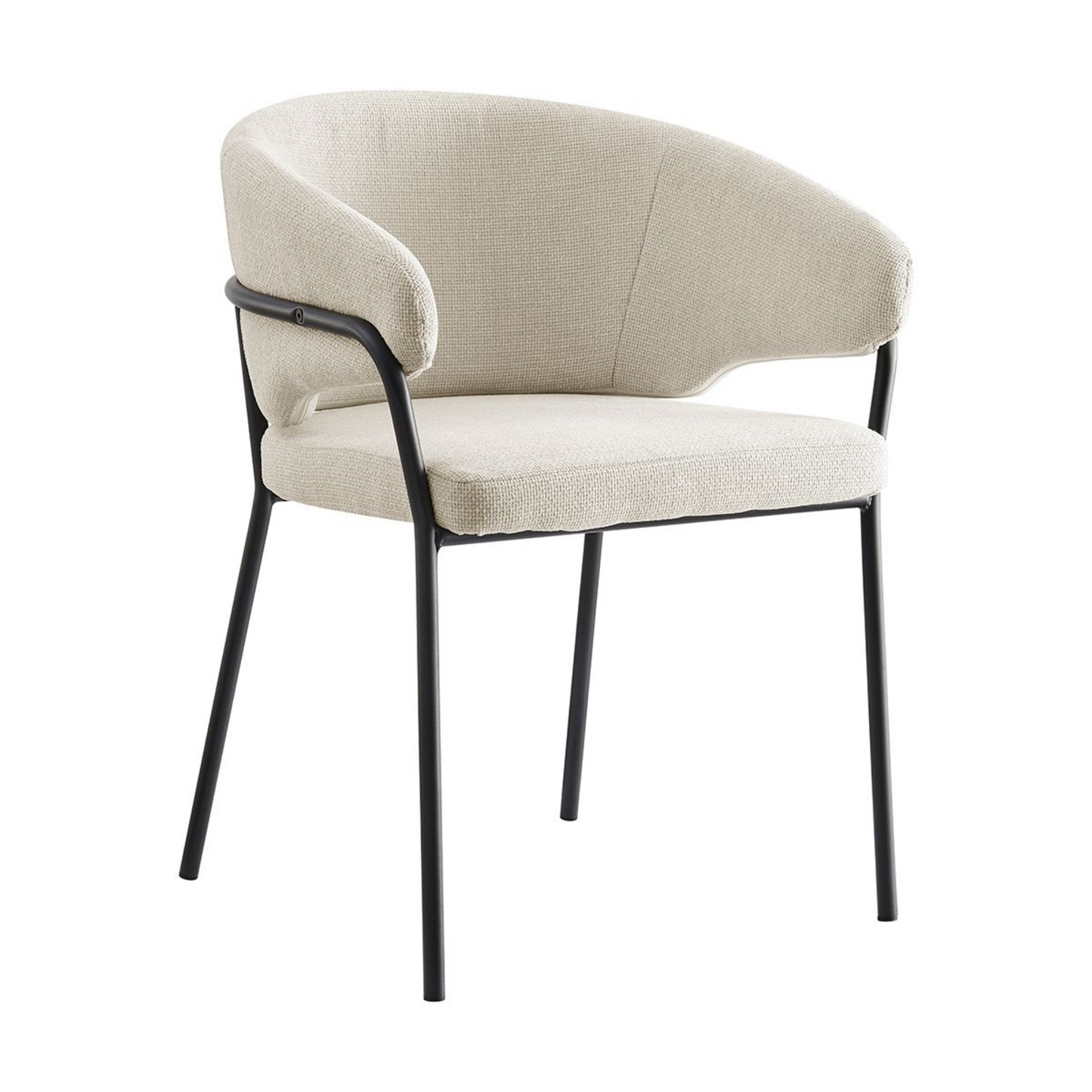 Chaise de salle à manger Capri en lin crème avec cadre noir élégant