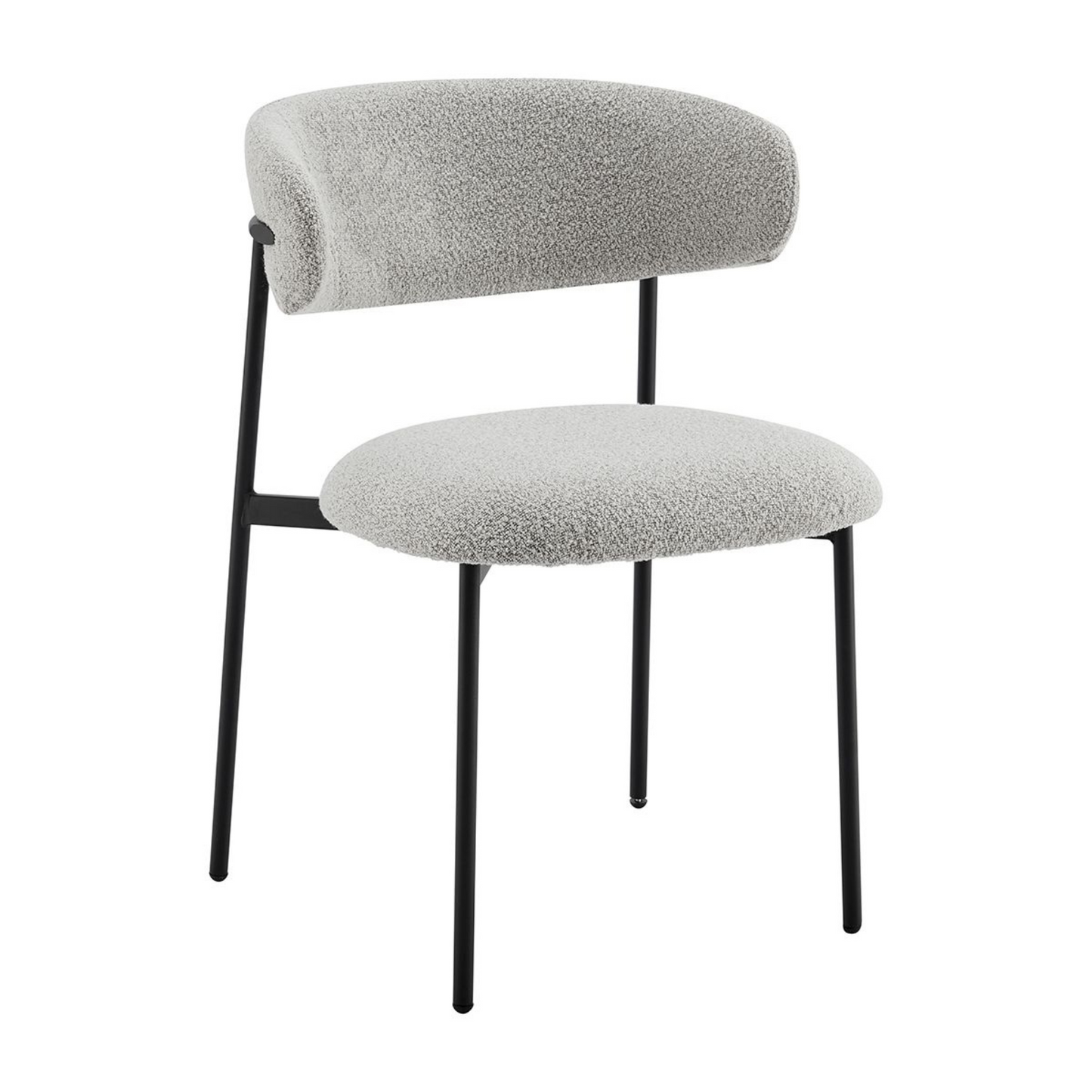 Chaise de salle à manger Remy gris clair bouclée avec cadre fin noir