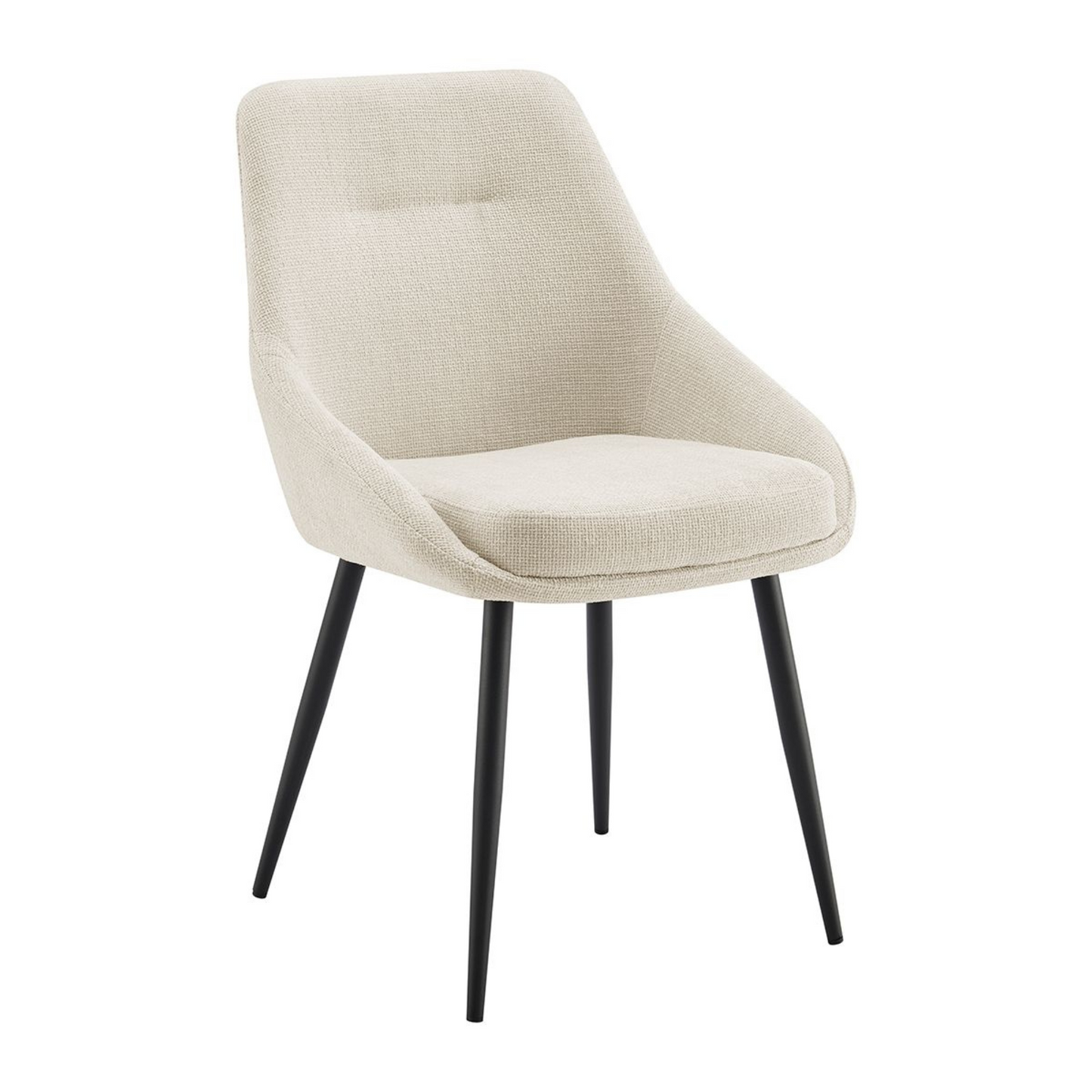 Chaise de salle à manger en lin crème sauge avec pieds noirs