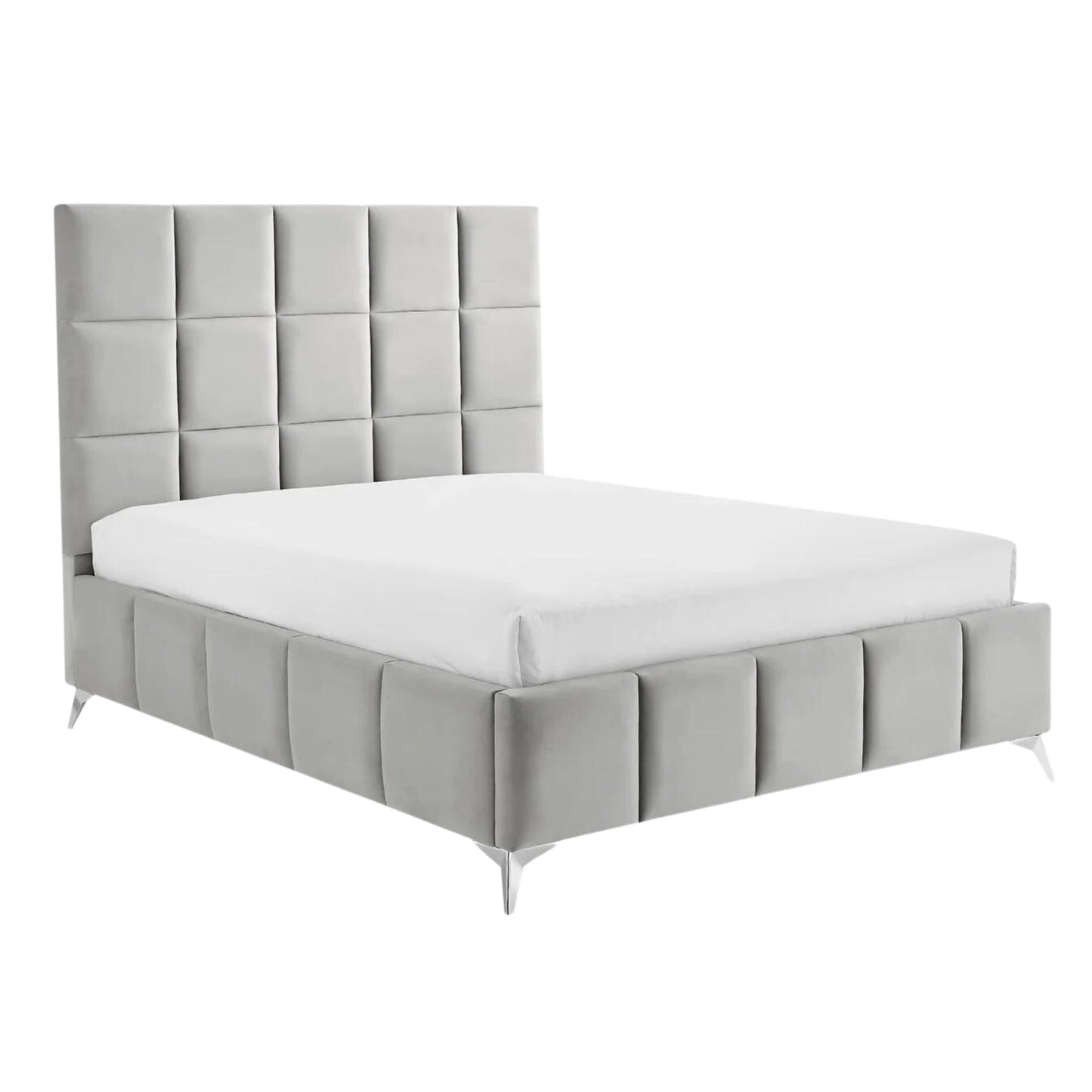 Lit ottoman de rangement rembourré gris clair Imogen