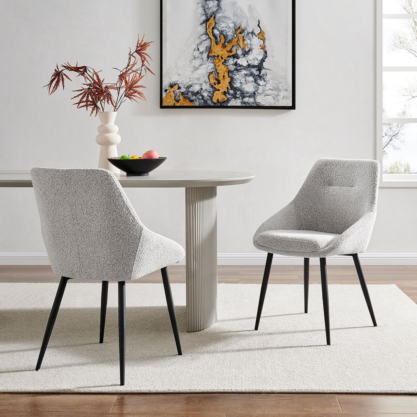 Chaise de salle à manger Sage gris clair avec pieds noirs