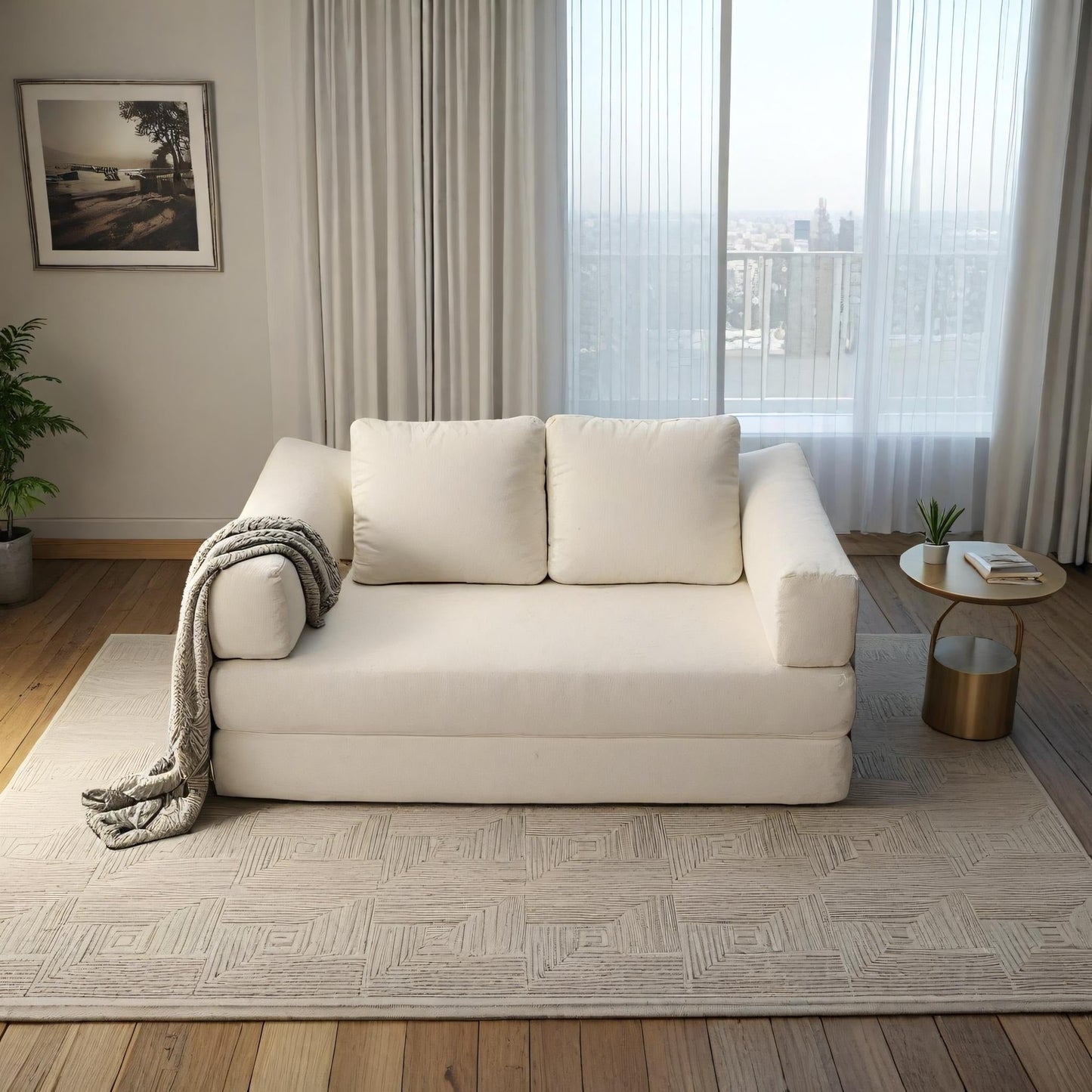 Canapé-lit convertible rembourré 70,87 $, fauteuil convertible, canapé de sol confortable pour salon, chambre, tissu chenille