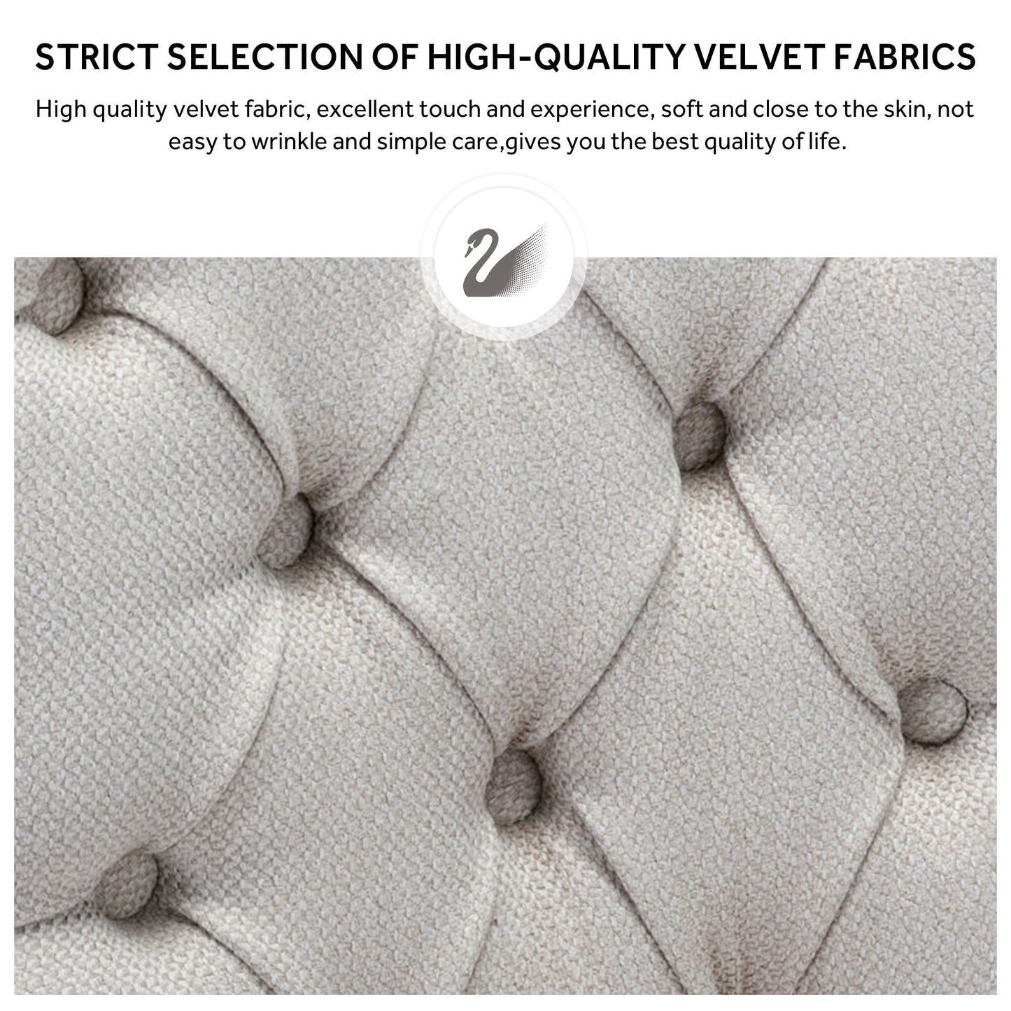 Chaise de salle à manger capitonnée en velours avec pieds en bois massif, lot de 6