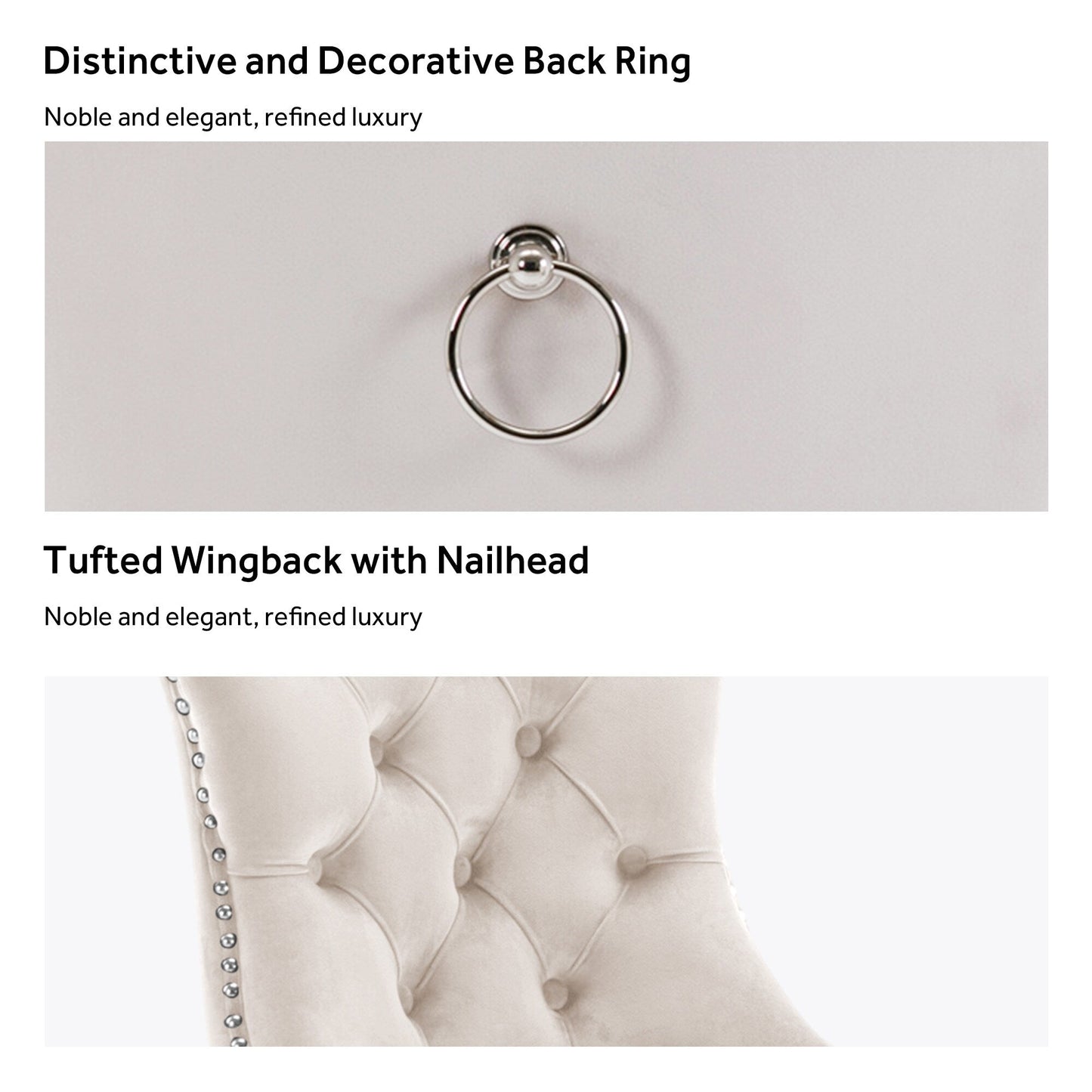 Chaise de salle à manger capitonnée en velours avec pieds en bois massif, lot de 6