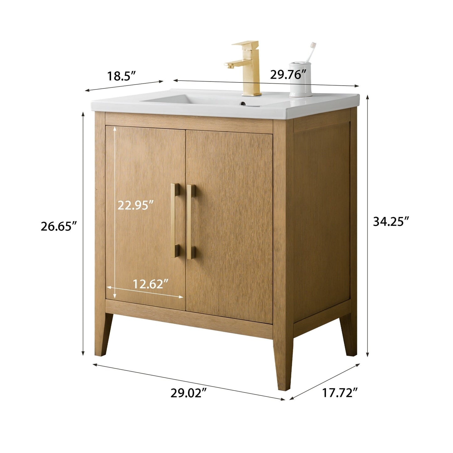 Meuble-lavabo simple Vanity Art 20, 24 ou 30 avec dessus en céramique