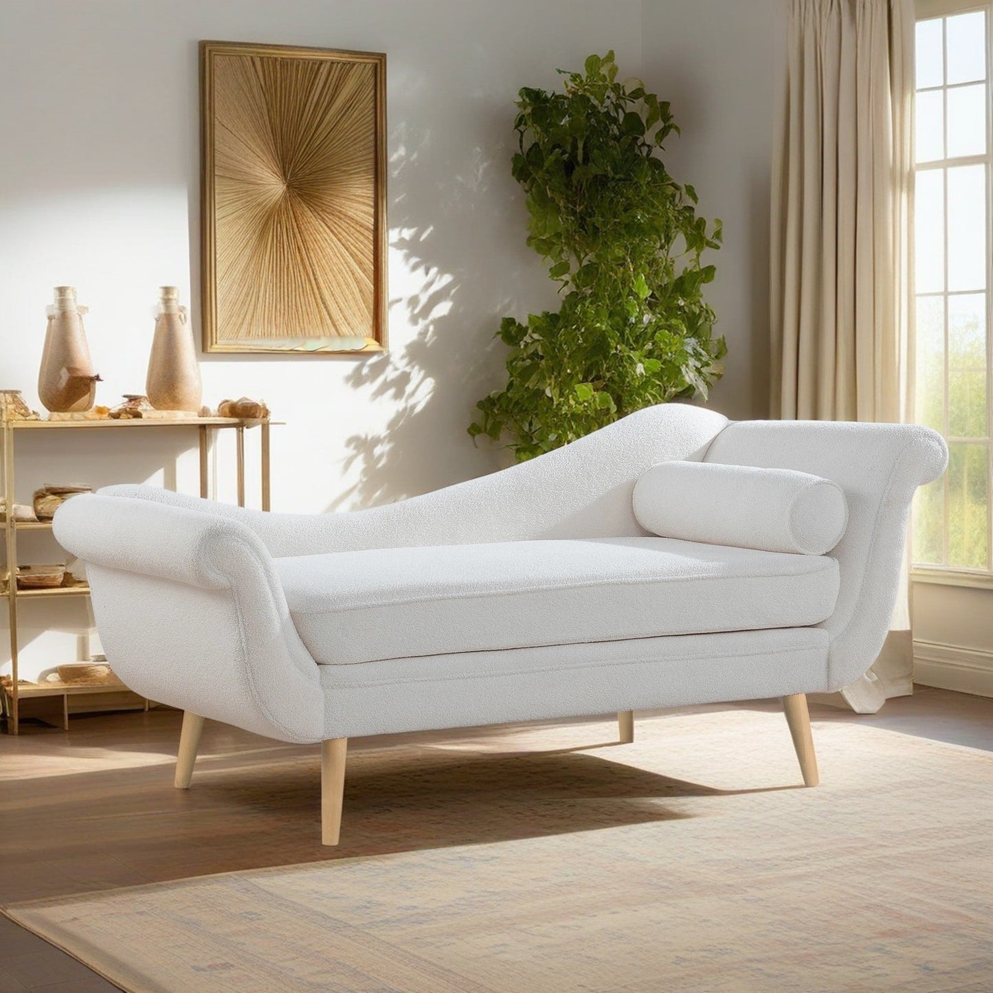 Chaise longue vintage avec accoudoirs en volutes par Christopher Knight Home