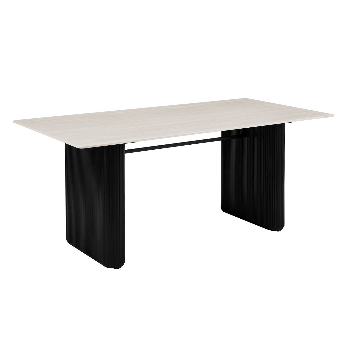 Table à manger Siena en céramique blanche avec base nervurée noire