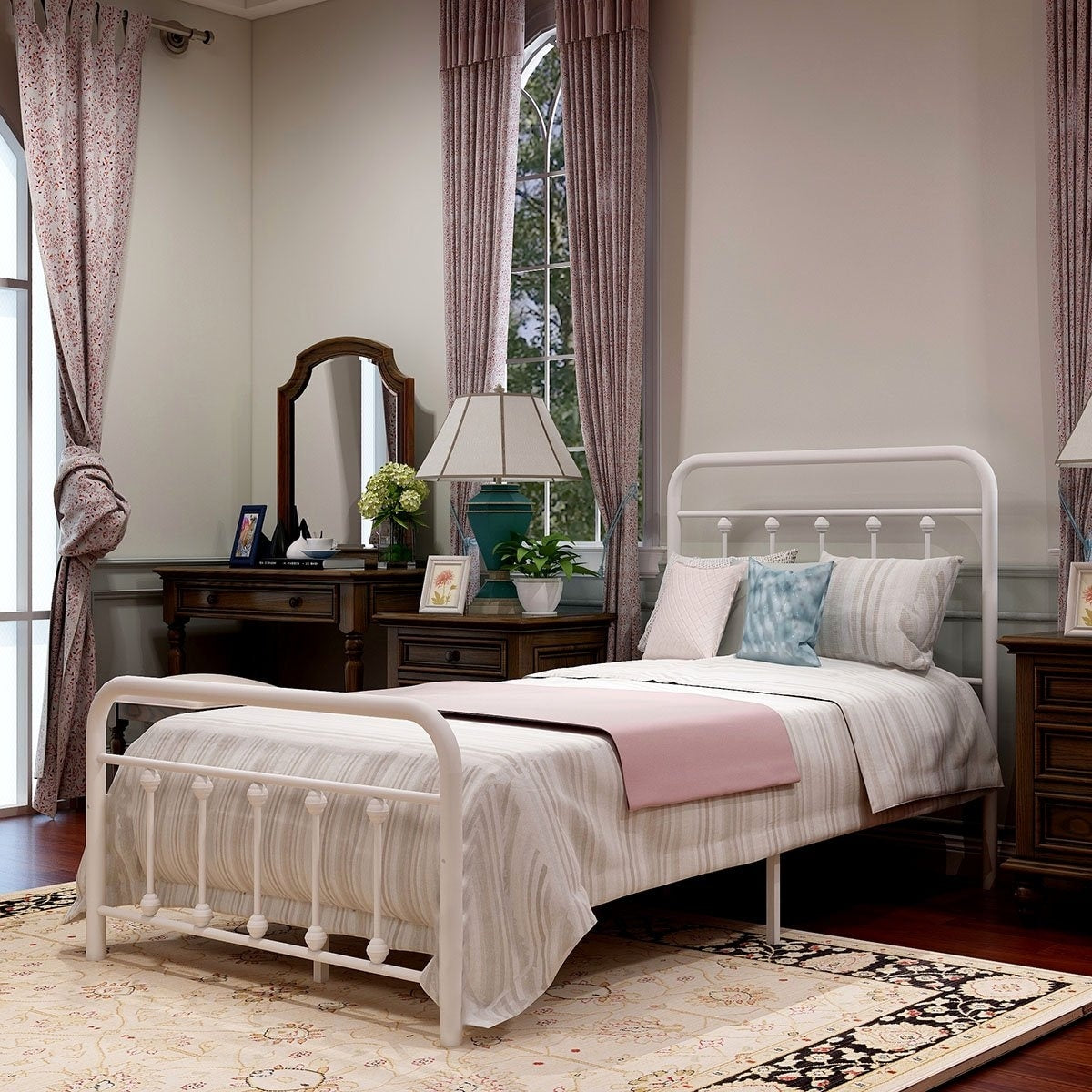 Cadre de lit plateforme en métal vintage simple Alazyhome, montage facile