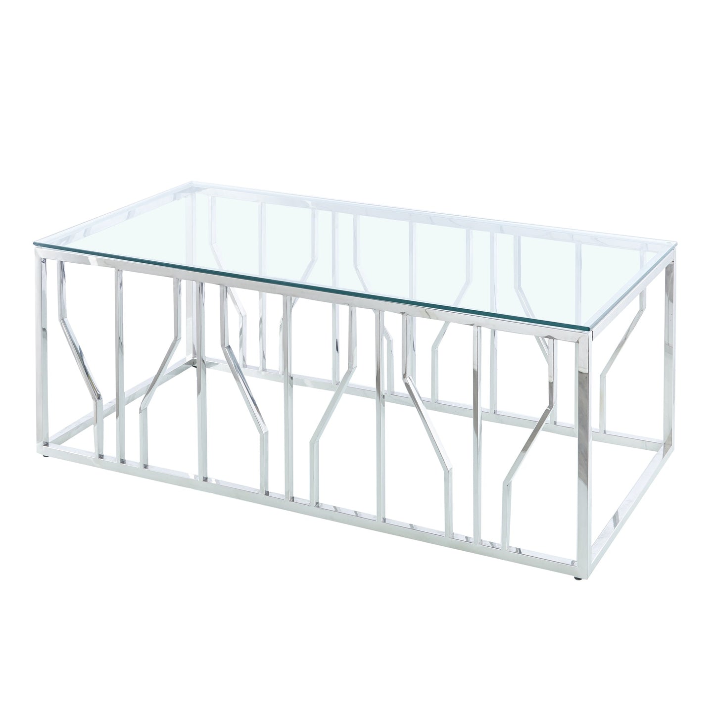 Table basse Aria Silver Deco avec plateau en verre transparent