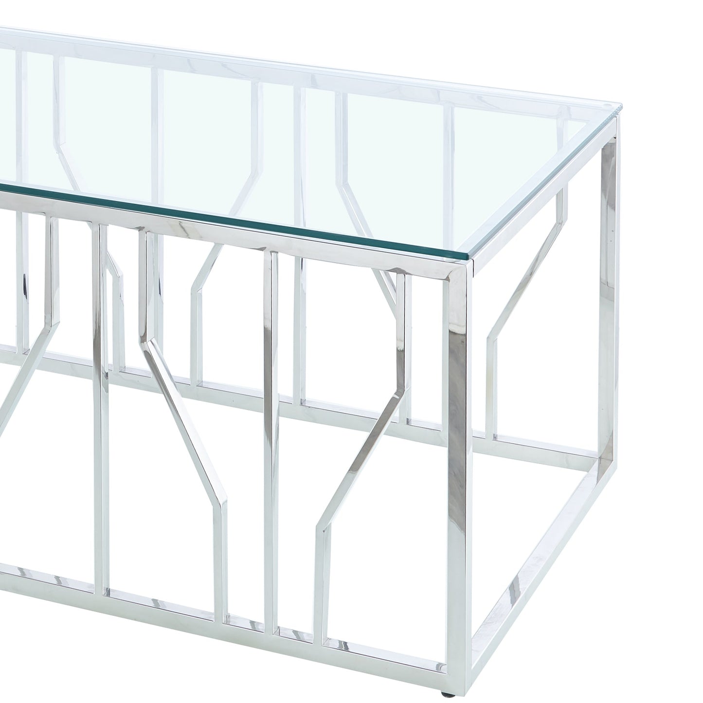 Table basse Aria Silver Deco avec plateau en verre transparent