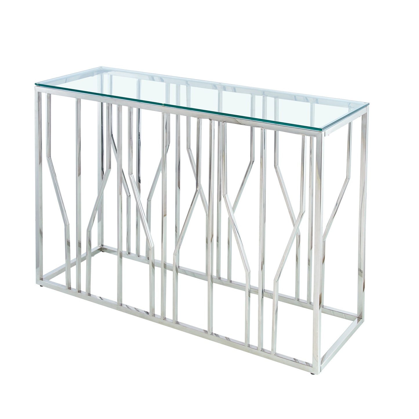 Console Aria Silver Deco avec plateau en verre transparent