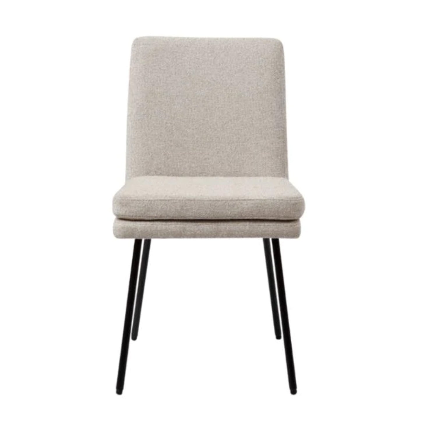 Chaise de salle à manger tissée beige avec pieds noirs